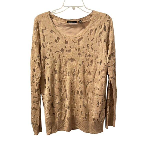 Investments Womens Sz L Sweater Beige Animal Print Polyester Viscose/ tank insid - Picture 2 of 12